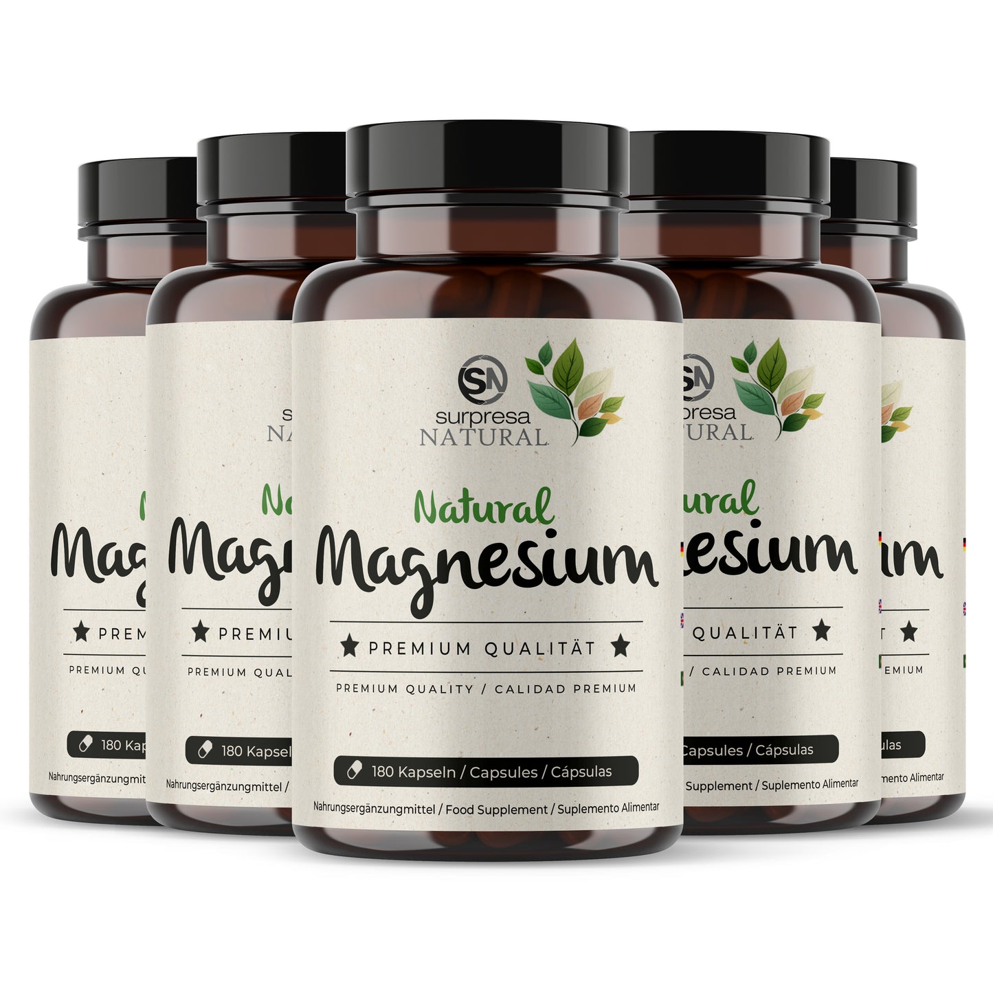 Magnesium Natürlich 5er Sparpack – Made in Germany, vegan