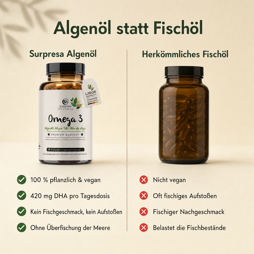 Omega 3 Algenöl Kapseln - Vegan, ohne Fisch