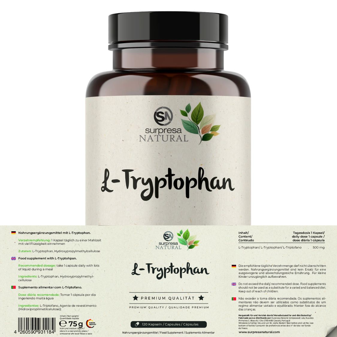 Innere Ruhe Trio – L-Tryptophan Aminosäure für besseren Schlaf und ausgeglichene Stimmung