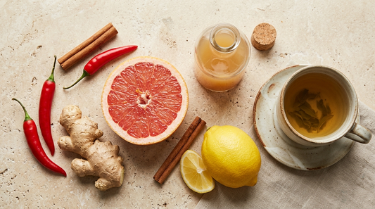 Stoffwechsel-Hausmittel: Grapefruit, Ingwer, Chili, Zimt, Zitrone, Apfelessig und grüner Tee