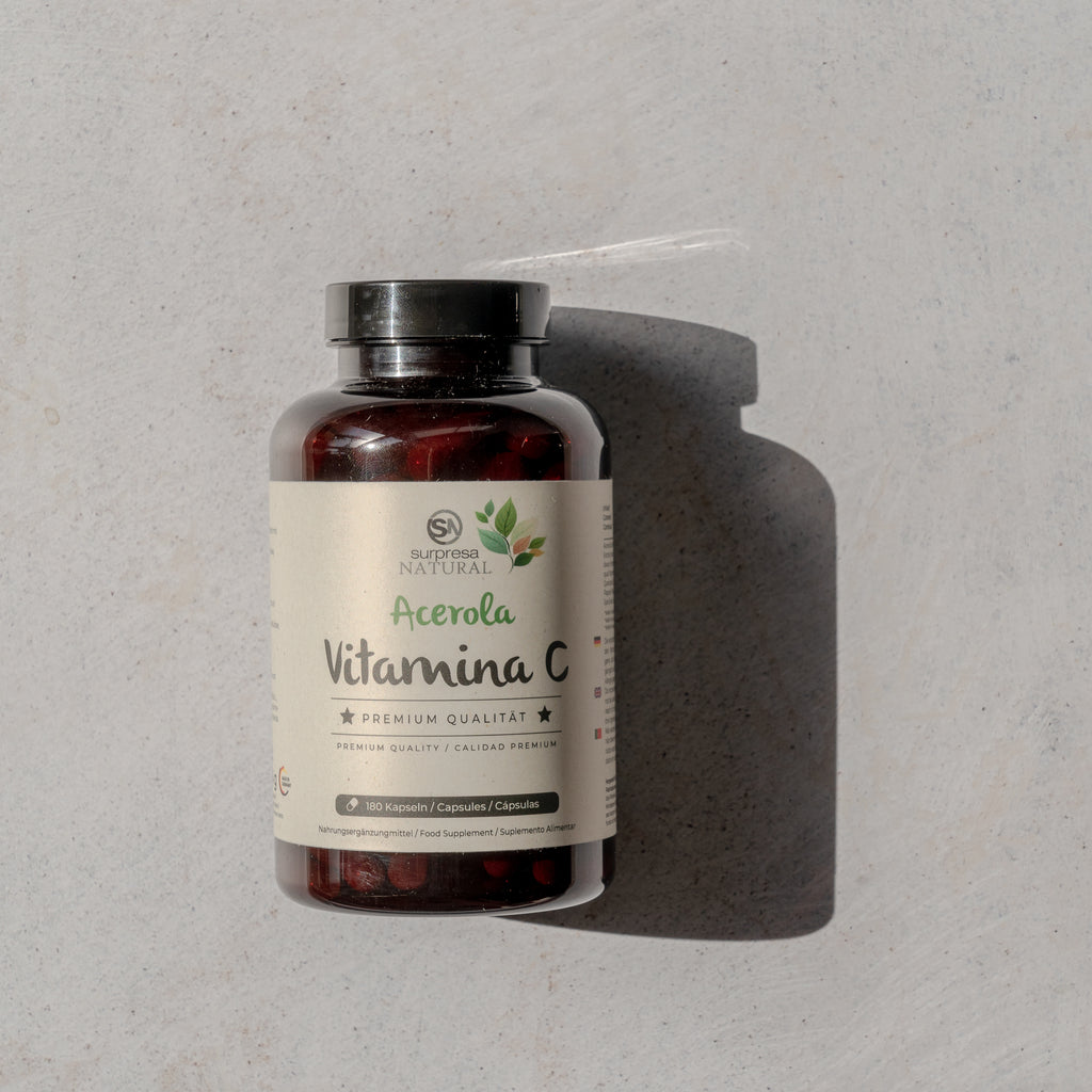 Acerola Vitamin C Kapseln – mit Quercetin, Papain und Spirulina