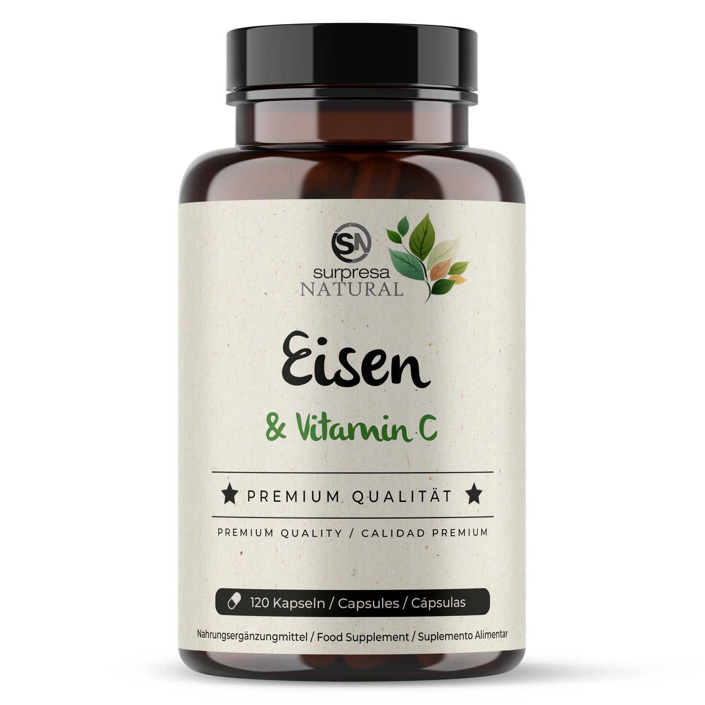 Eisen Natürlich Kapseln Dose – 14mg pflanzliches Eisen aus Curryblatt