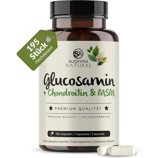 1800 mg MSM, 1500 mg Glucosamin und 1200 mg Chondroitin pro Tagesdosis