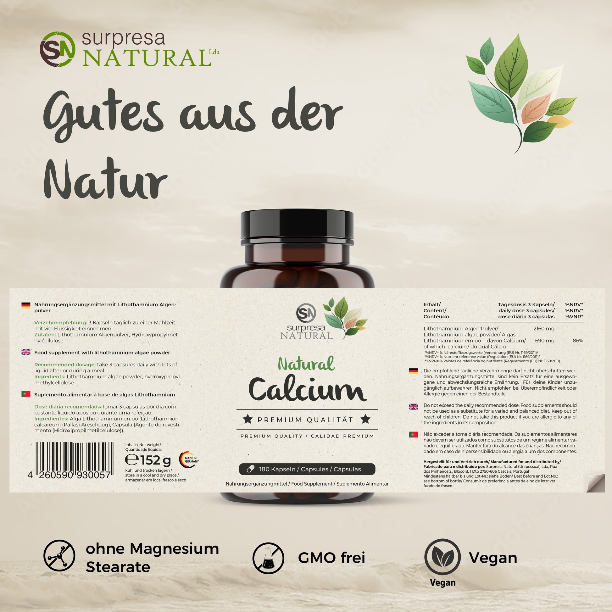 Calcium Kapseln Inhaltsangabe – Premium Qualität aus Deutschland