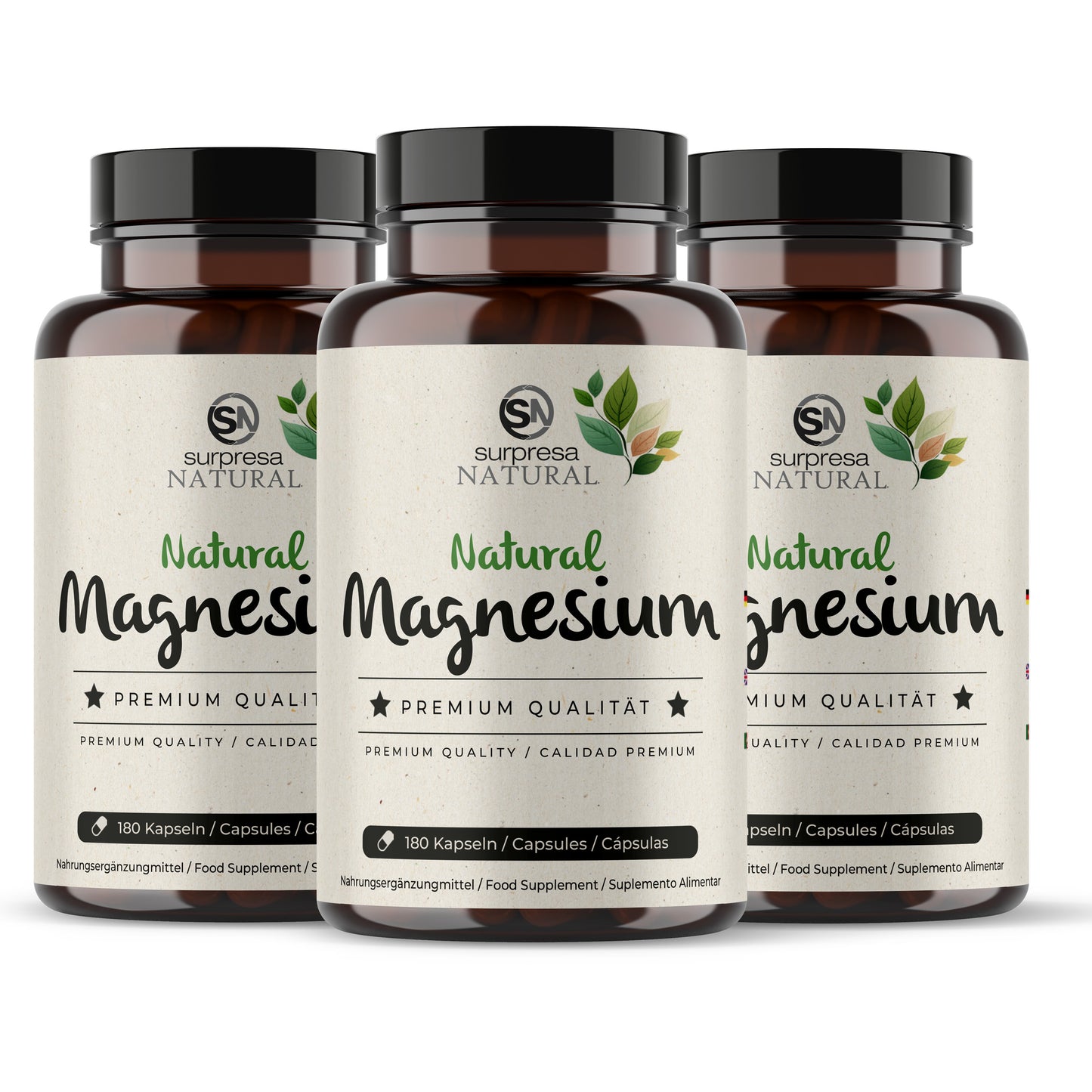 Magnesium Natürlich 3er Sparpack – 3 Dosen Mengenrabatt, vegan