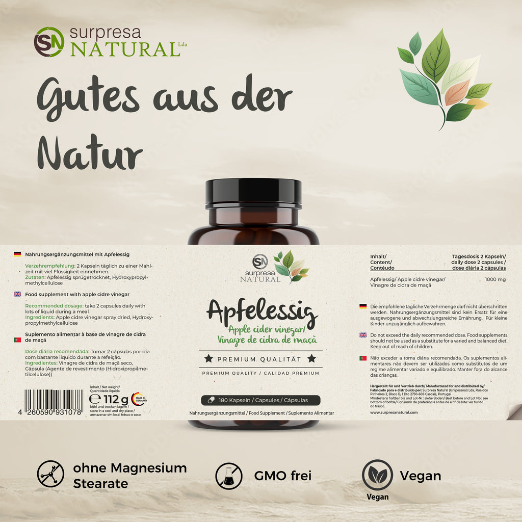 Apfelessig Kapseln Etikett – Made in Germany