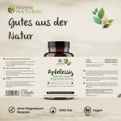 Apfelessig Kapseln Etikett – Made in Germany