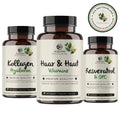 Hautjugend Trio Beauty Bundle mit Kollagen Hyaluron, Haut & Haar und Resveratrol & OPC – Premium Nahrungsergänzung für Schönheit von innen