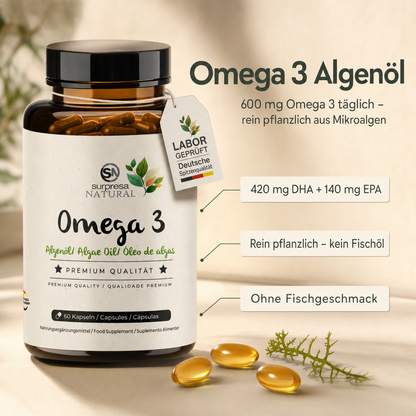 Omega 3 Algenöl Kapseln - Vegan, ohne Fisch