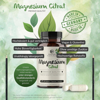 Magnesium Citrat leicht schluckbar – Premium Qualität